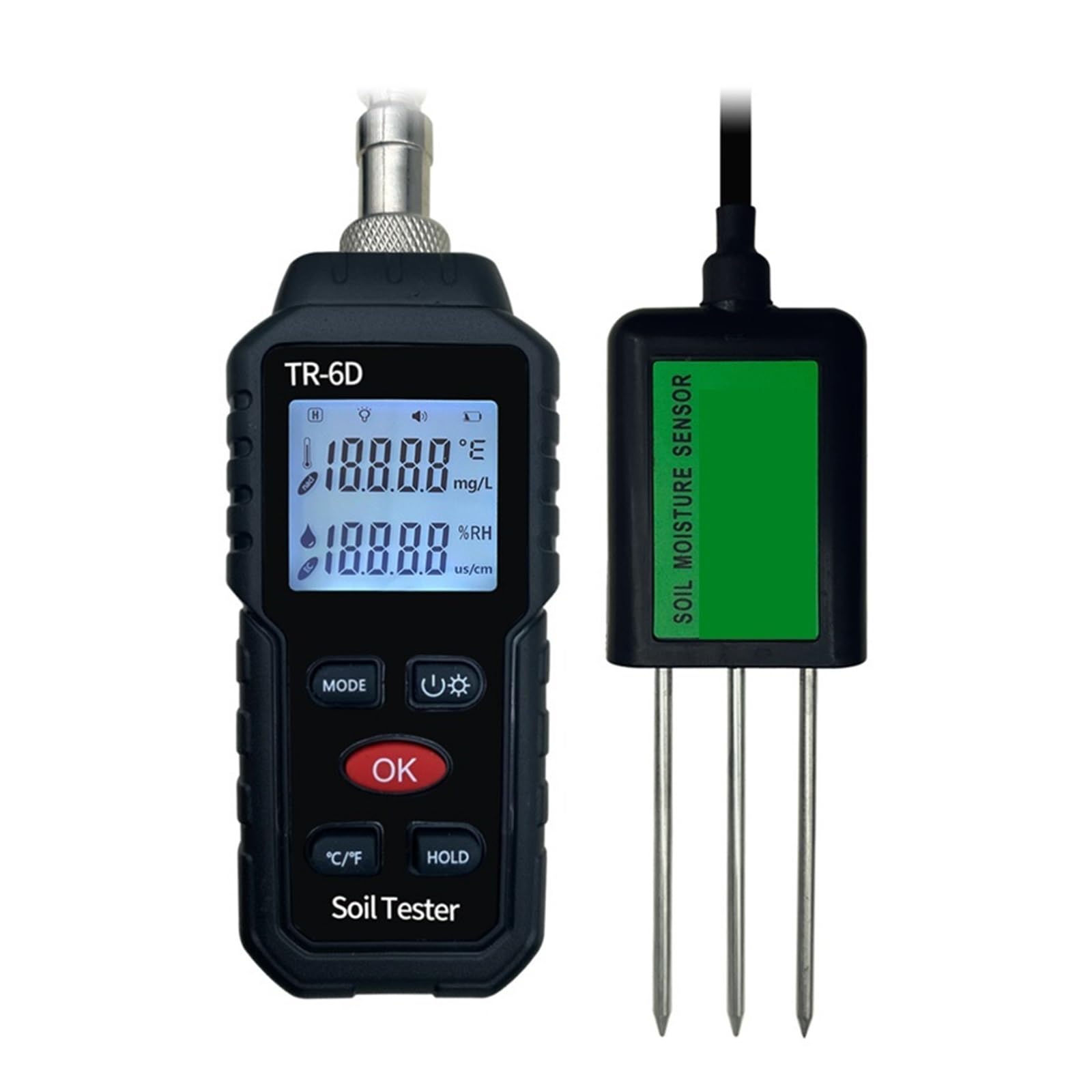 Tester gleby, 4w1 Cyfrowy Tester Gleby Detektor Miernik EC Wilgotności Solimetr Termometr