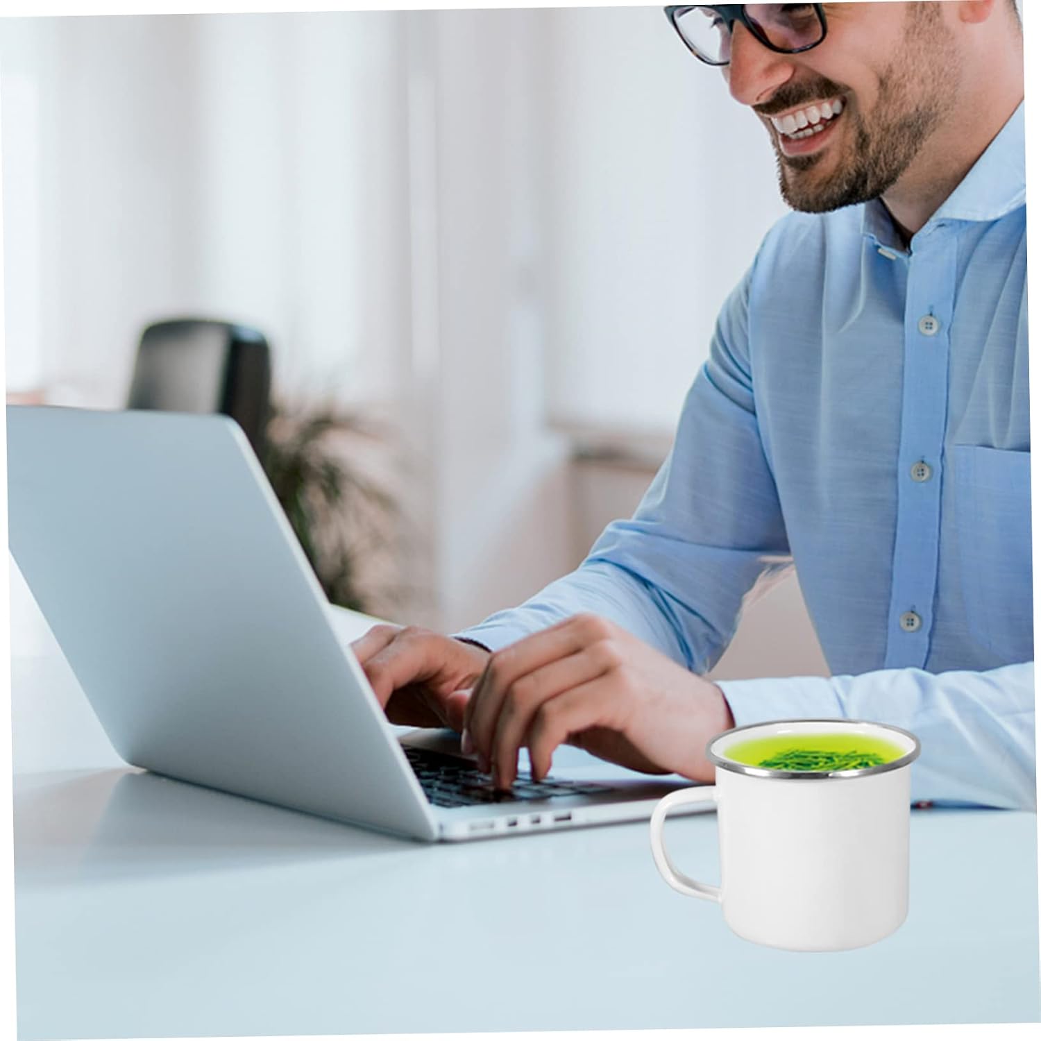 SECFOU 4pcs Camping Coffee Cup Rim Enamel Cups Lightweight Travel Mugs Safe for Boys and Girls Outdoor Camping Travel