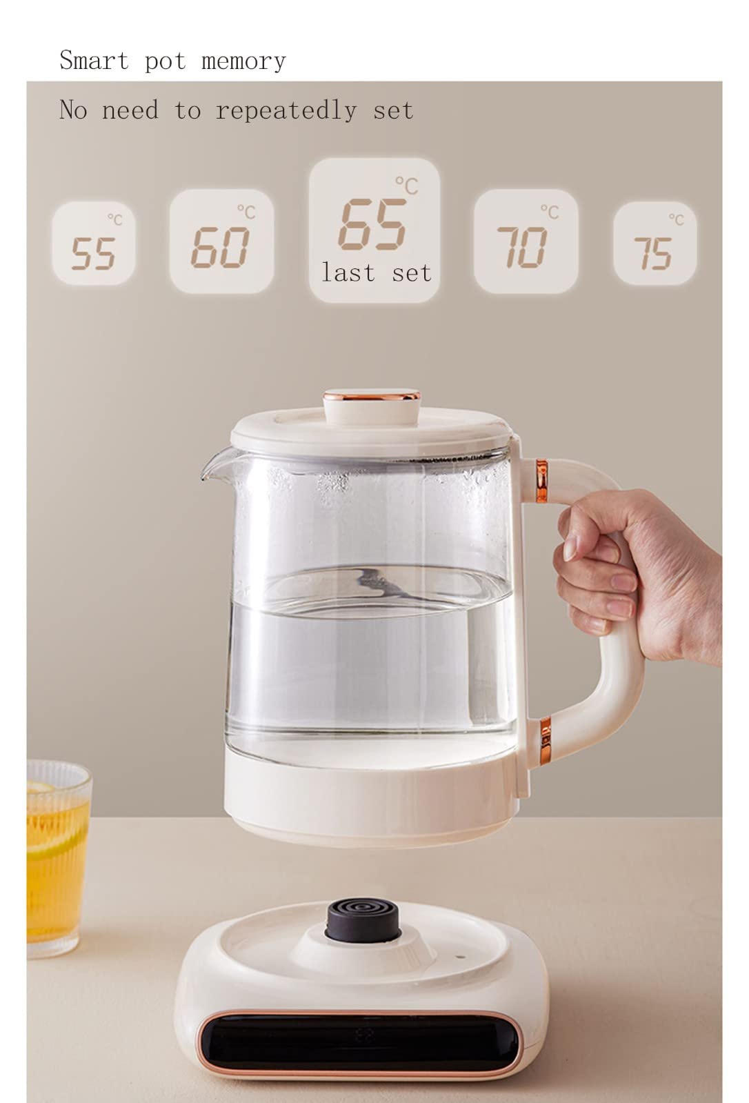 Hervidor eléctrico de cristal, Tetera De Flores Automática Multifunción Engrosada Olla Vidrio for El Hogar Silencio Agua Hirviendo A,1.5L