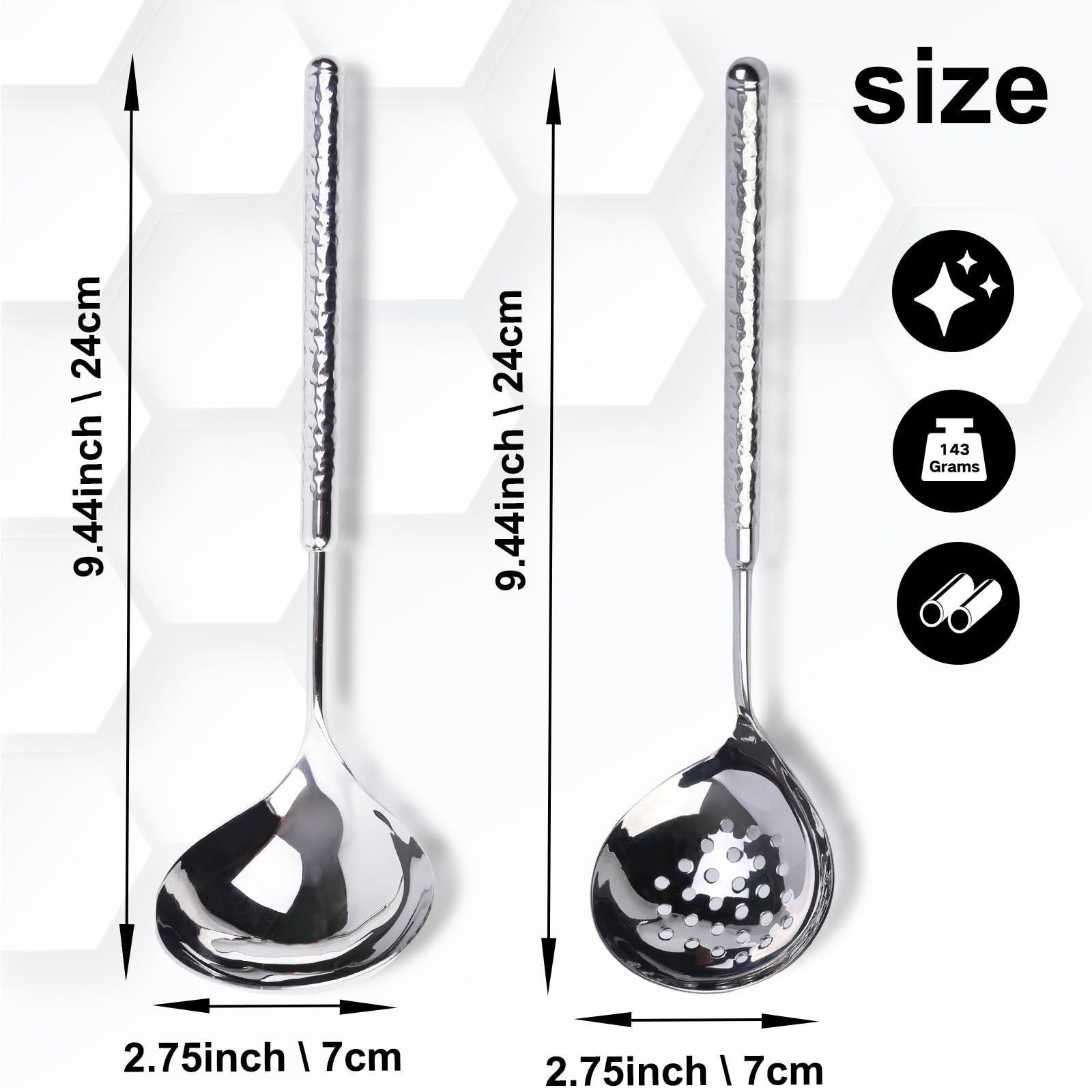 Fondue Spoon, Stainless Steel Soup Tabletop Spoon, Modern Spoon, for Home, Parties, Restaurants, Dishwasher Safe