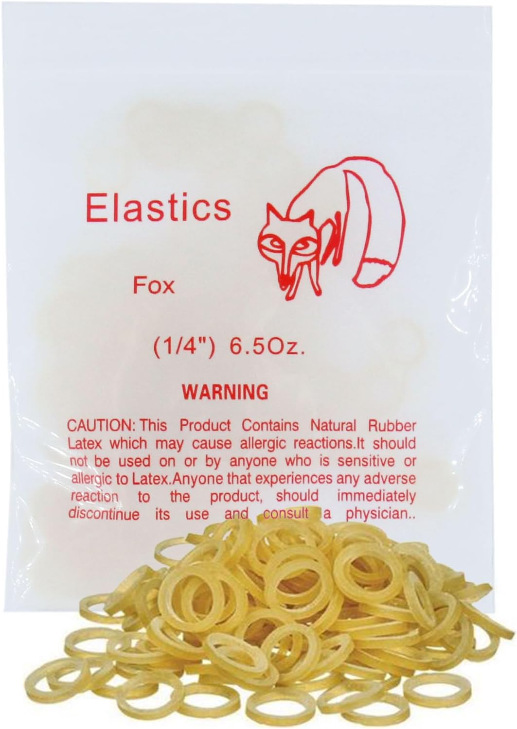 100 Pack Orthodontic Elastics Dental Rubber Bands Intraoral Elastic Bands Red Fox(Heavy, 6.5 Oz, 1/4'')
