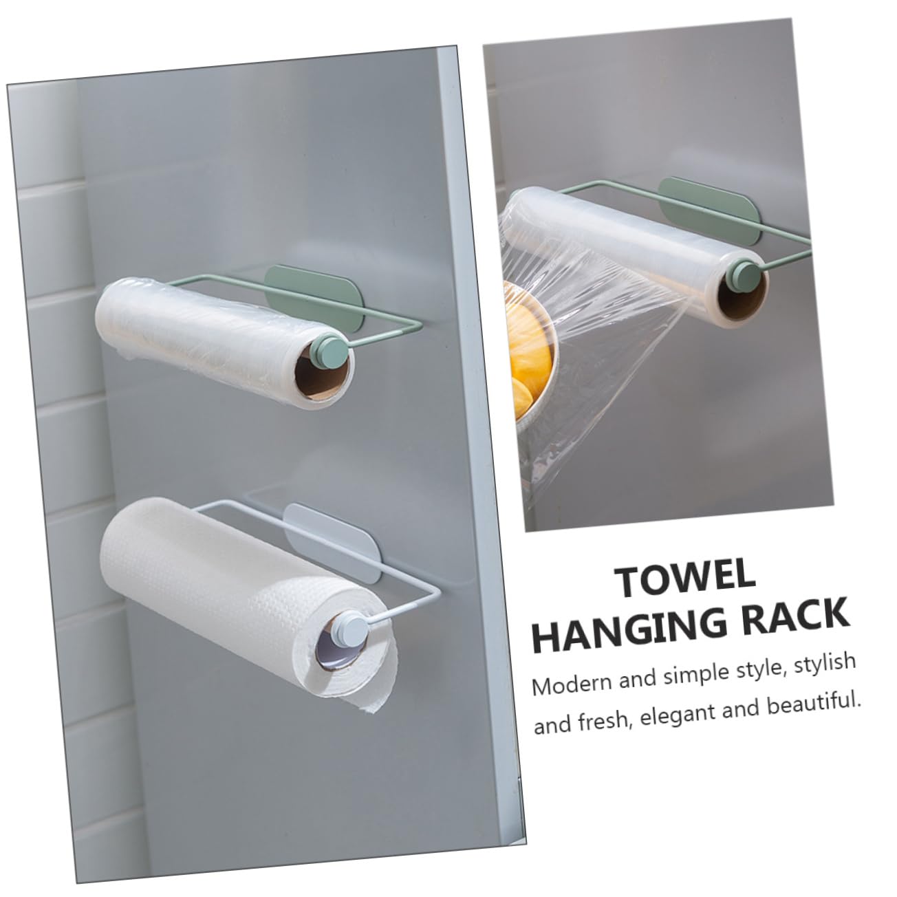 HOOTNEE 1PC Hanging Towel Mounted Tissue Holder for Kitchen Bathroom Punch Design Space Saving Adhesive Storage Finish