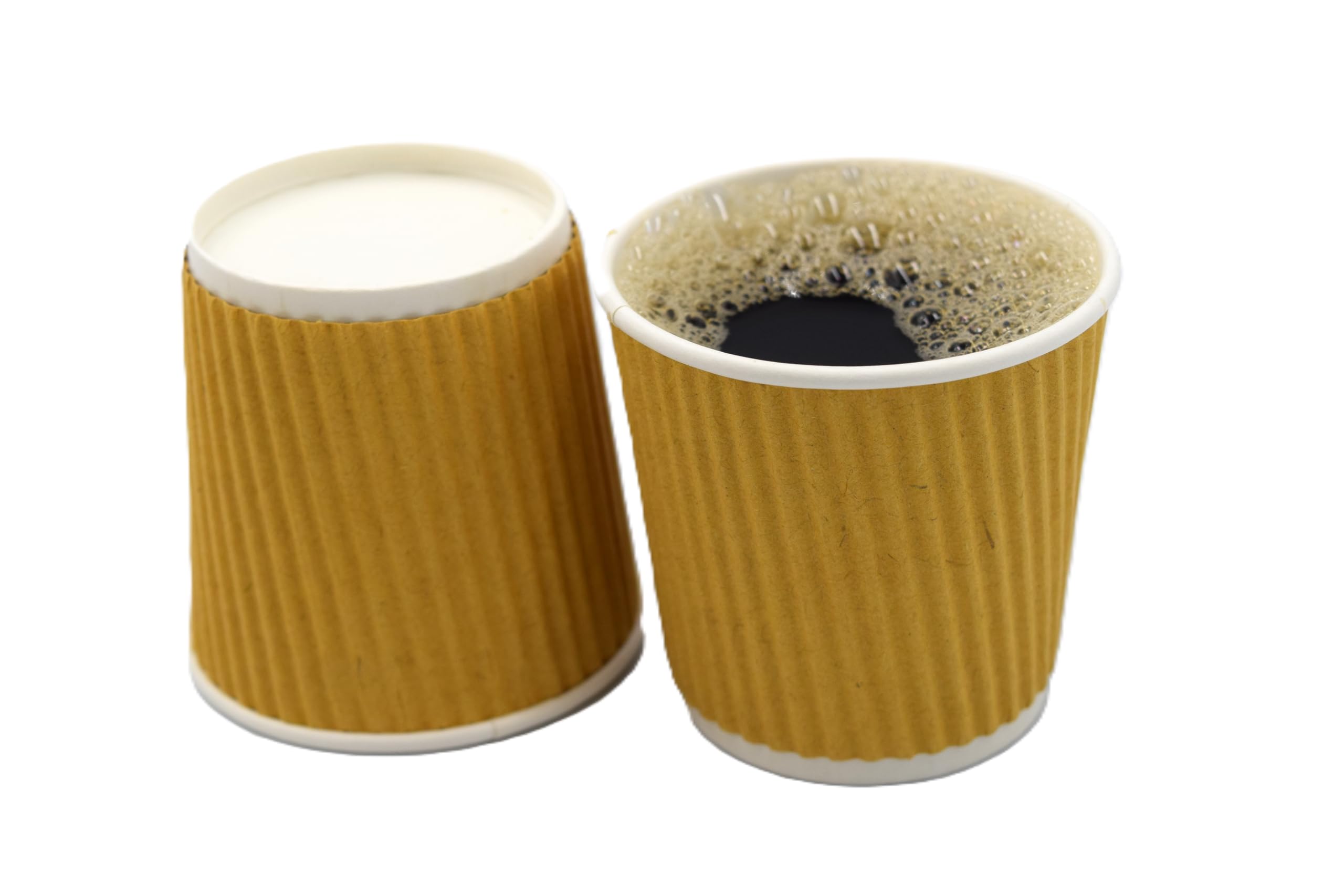 4oz Disposable Espresso Coffee Cups – Pack of 100 Kraft Ripple Insulated Paper Cups –Recyclable Perfect for Hot & Cold Drinks, Takeaway, Coffee Shops, Parties & More