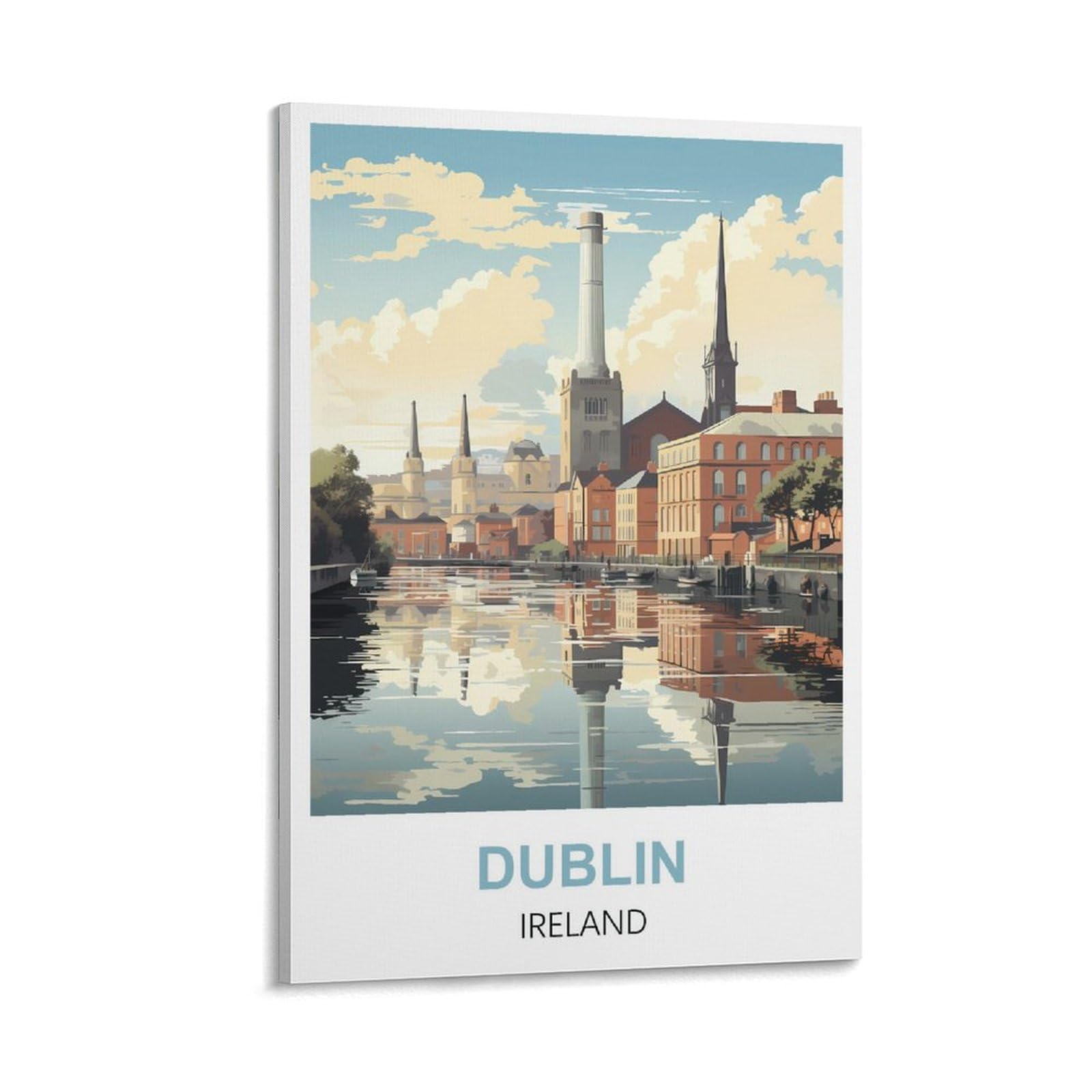Whcheeh Frame-Style Dublin Ireland Vintage Travel Posters 08X12inch(20X30cm) Canvas Art Print Wall Art Decor Picture
