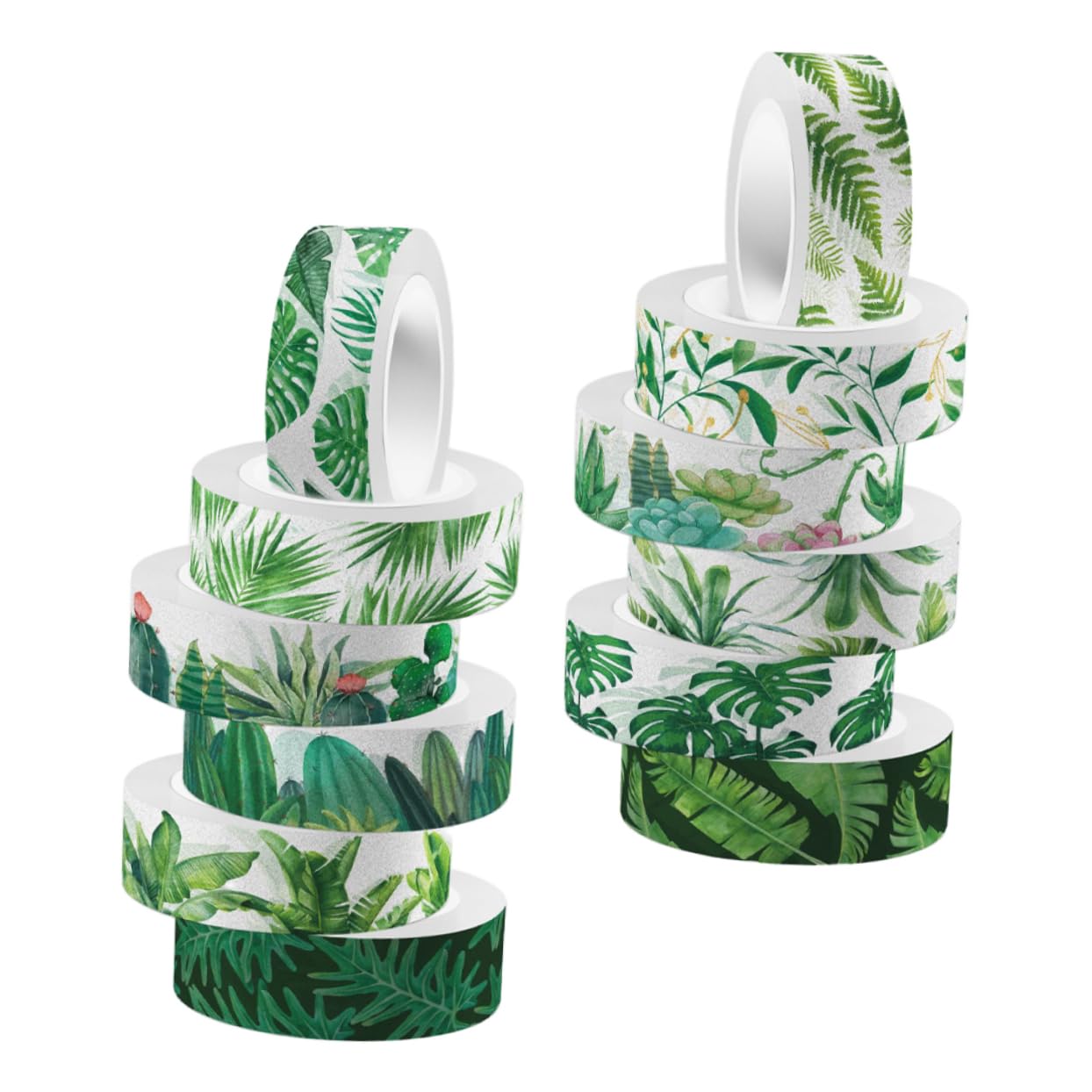 48rotoli Nastro Washi Verde Motivi Per Scrapbooking e Decorazioni Fai Da Te Per Regali e Materiale Cancelleria
