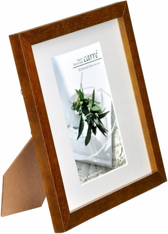 ハクバ Hakuba Carre FSQCR-BRKG1 Square Wooden Photo Frame, Postcard Size, 1 Side, Brown, Lightweight, Unbreakable PET Board
