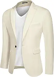 Blazer masculino casual, leve, esportivo, com um botão, textura de linho