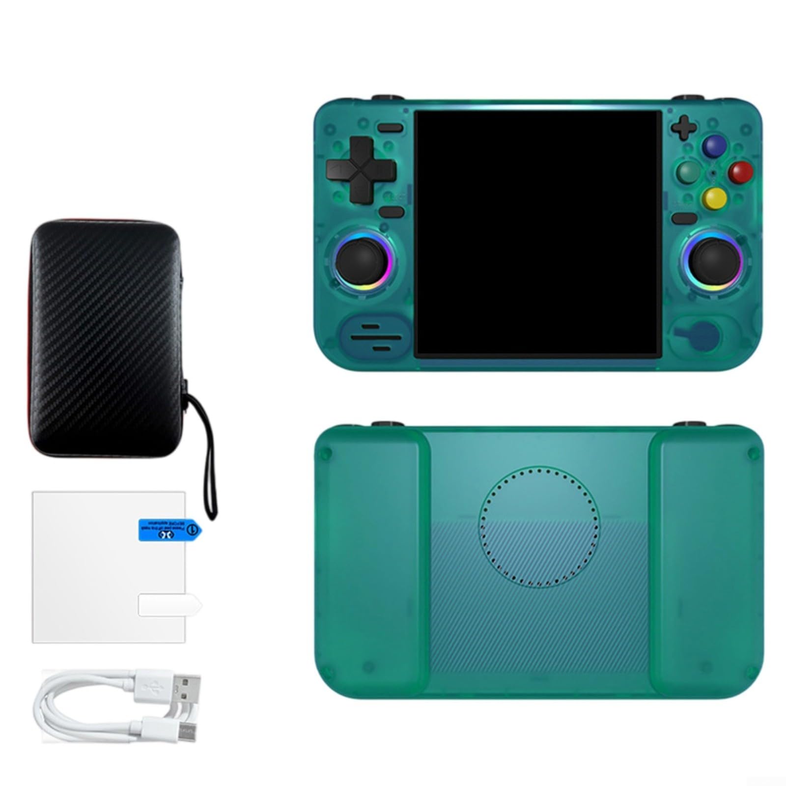 ComfyHarbor Consola de juegos portátil de mano, código abierto para sistema LINUX con WiFi en línea para juegos retro, más de 20.000 títulos precargados/negro (128G verde)