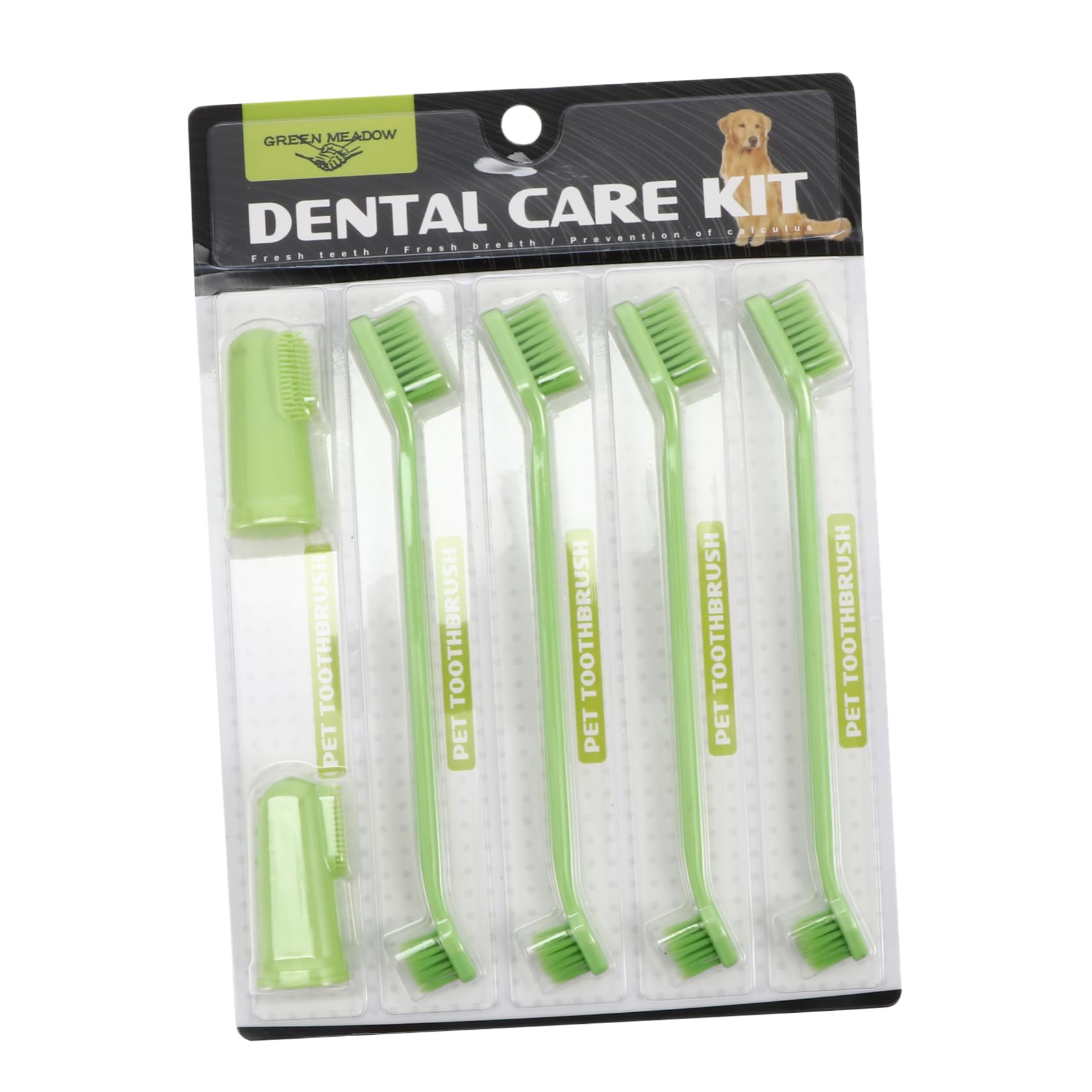 SUPVOX 6pc Pet Toothbrush Set Double-end Dog Cat Brush Soft Bristles Non-Slip Handle Pp Material Pet Cleaning Tools