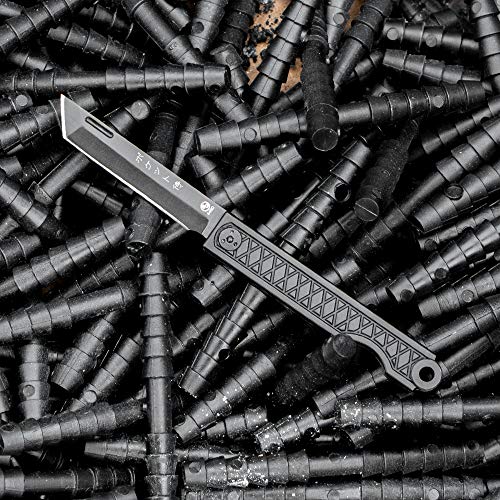 Statgear Pocket Samurai Folding Tanto Micro Knife - Slipjoint Edition | Small Edc Mini Knife | Black #TOP2