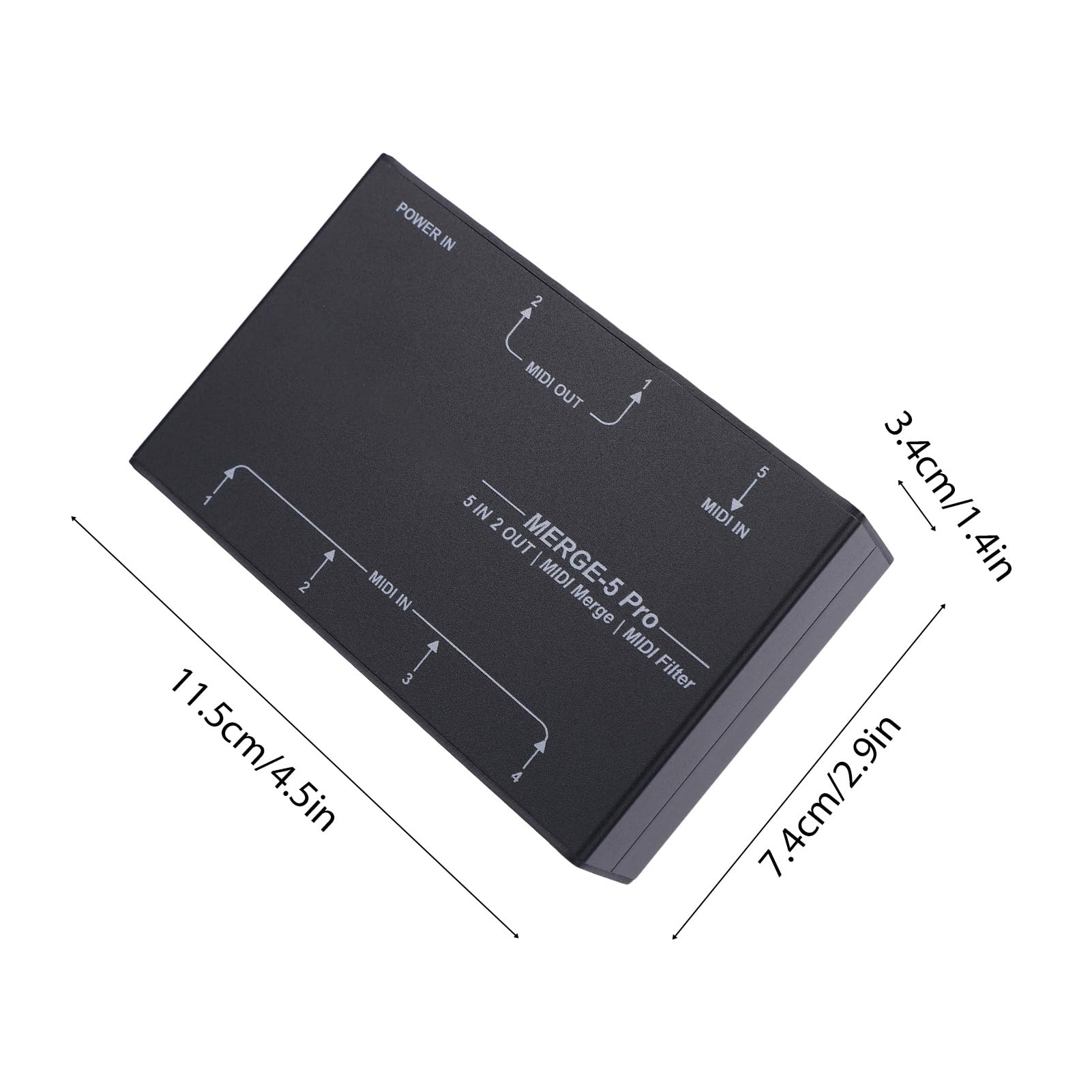 Convertitore Splitter MIDI USB Host Box MIDI per Sintetizzatore Tastiera, Pianoforte Elettronico, Design in Lega di Alluminio, per Spettacoli in Studio e Sul Palco, Nero