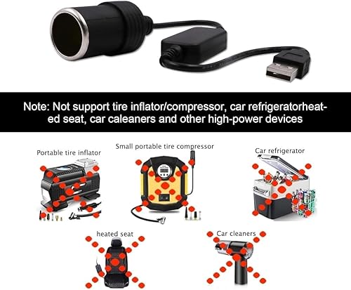 Miniatura 5 de KIMISS Adaptador USB a encendedor de cigarrillos, 5 V a 12 V para coche USB encendedor de cigarrillos adaptador convertidor macho a hembra