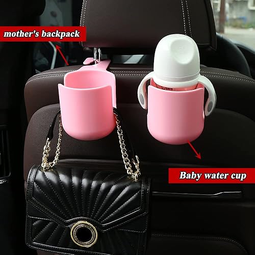 Miniatura 3 de Car Seat Headrest Hook Hanger Storage Organizer Universal with Cup Holder for Handbag fit Universal Vehicle Car (Beige)