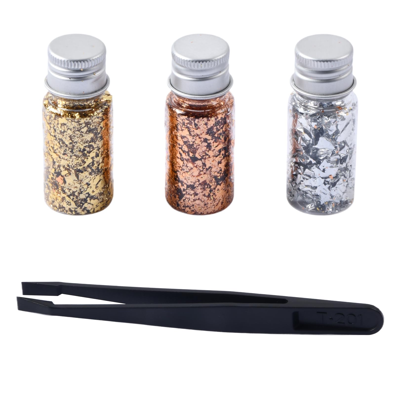 3 Stück Flaschen Blattgold, Goldfolie zum Basteln, Multifunktionale Goldfolie mit Pinzette, für Maniküre Malerei und Andere Handwerkliche Dekoration Verwendet Werden
