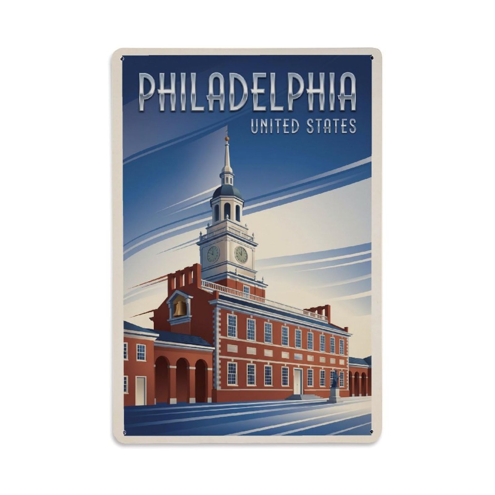 Xanthor Style Usa Philadelphia Vintage Travel Metal Tin Sign