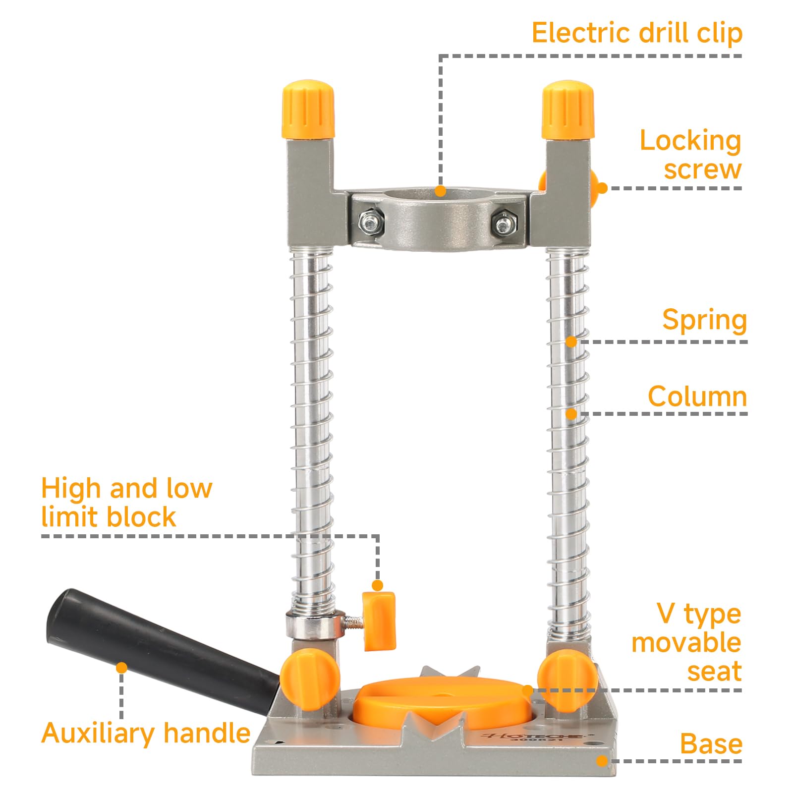 Hoteche 90 Degree Angle Wrench Stand for 43 mm Hand Drill, Aluminium Alloy, 1.1 kg, Drill Stand with Chrome Coating - Image 2