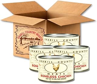 Grabill Country Meats - Pack of 4 - Boneless Chicken - Fully Cooked & Ready To Eat - 13 oz. Cans Boxed