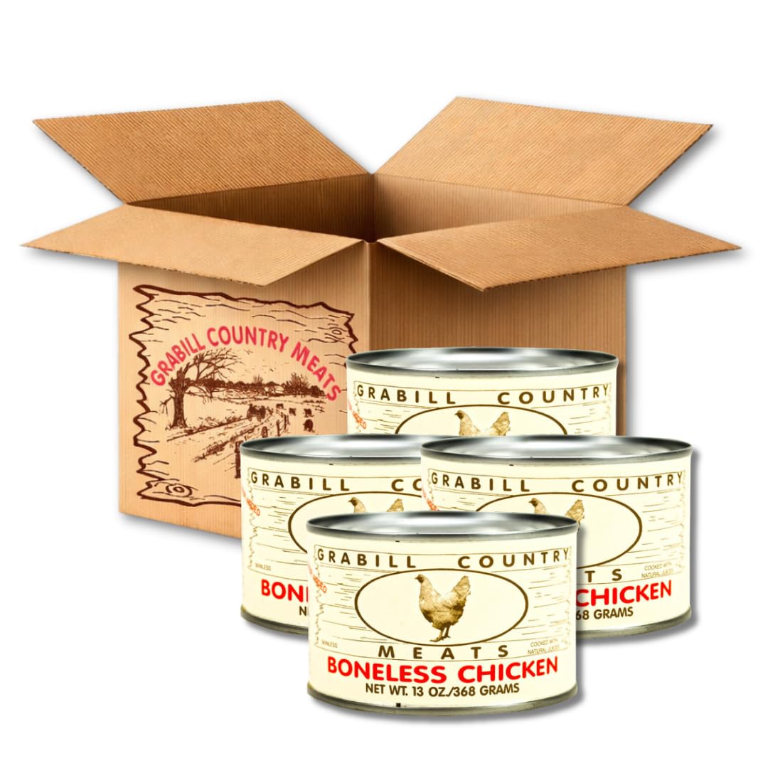 Grabill Country Meats - Pack of 4 - Boneless Chicken - Fully Cooked & Ready To Eat - 13 oz. Cans Boxed
