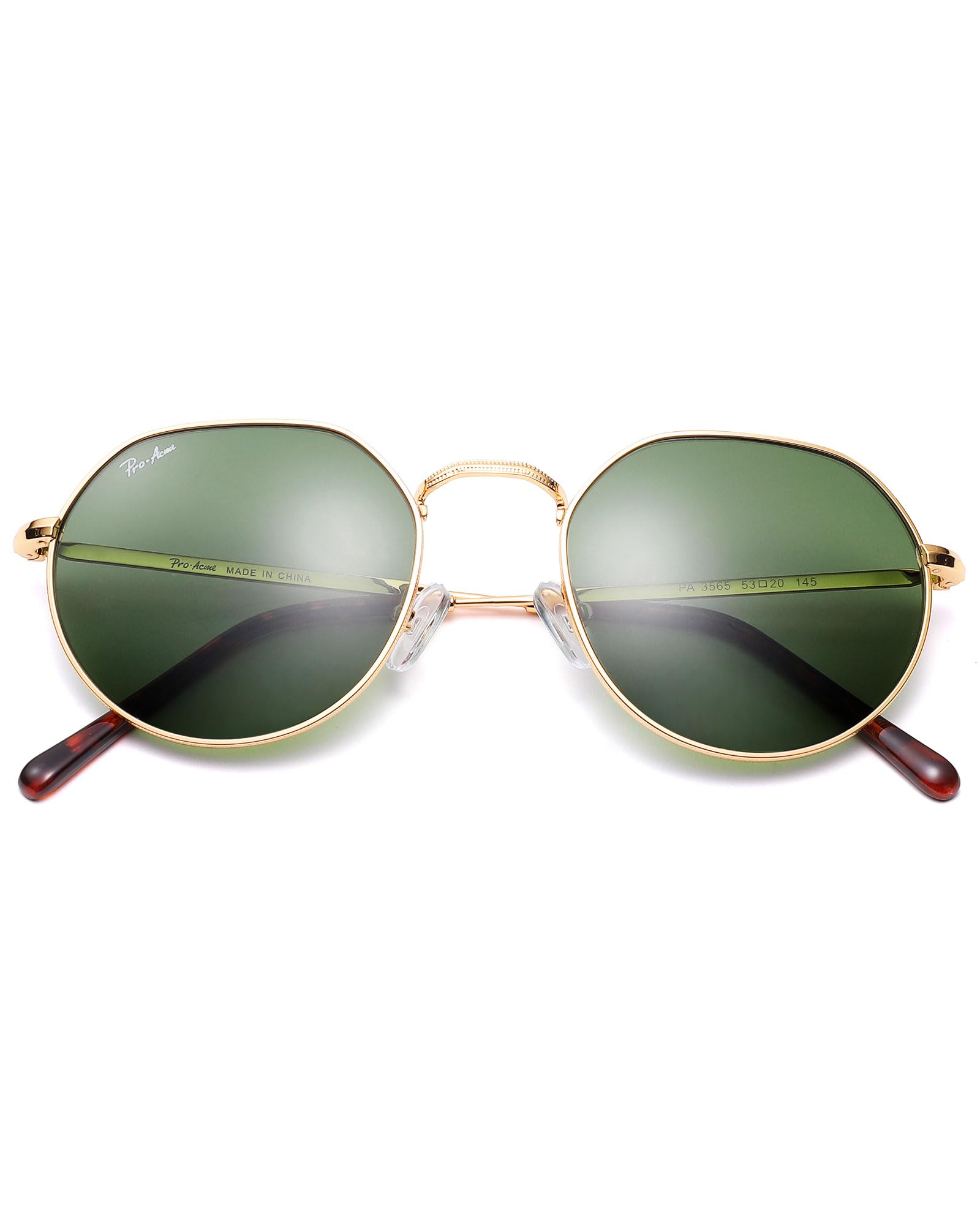 Pro Acme Round Sunglasses for Women Men Glass Lens Metal Frame Polygon Shades Sun Glass 53MM