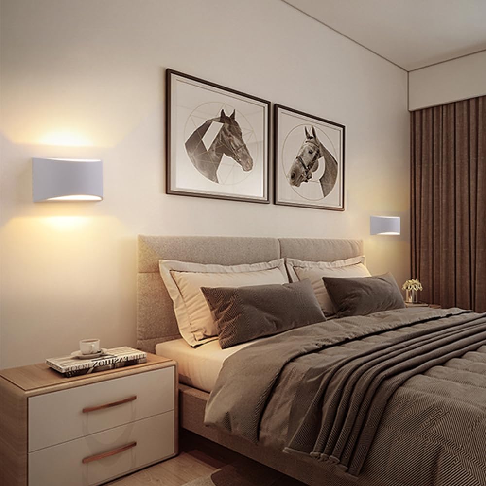 Jadssox Aplique de Pared LED Moderno, Luces de Pared Interiores Cableadas de 12 W, luz de Montaje en Pared de Aluminio para Interiores, para Sala de Estar, Dormitorio, Pasillo (Blanco)