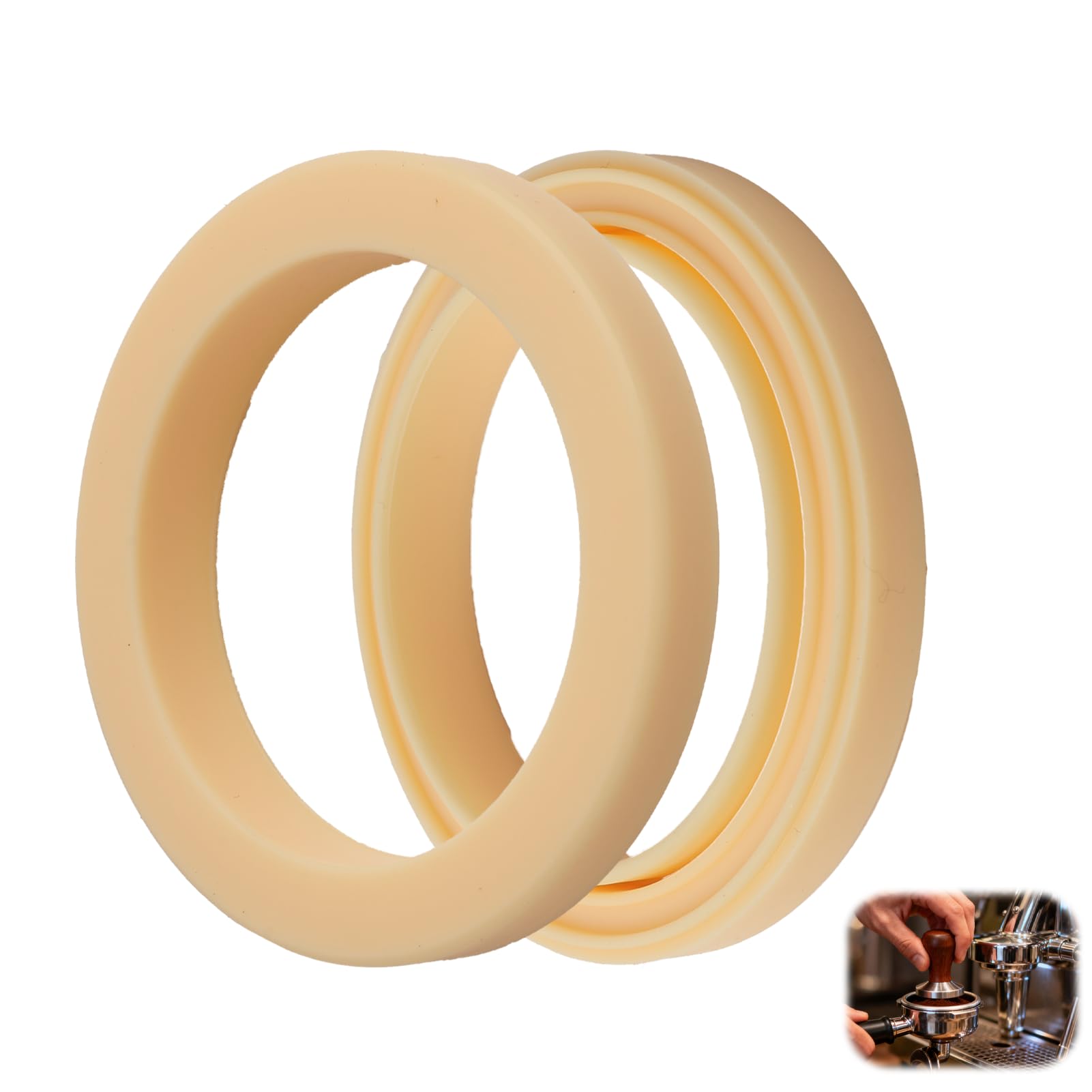 54mm Silicone Steam Ring for Breville/Sage, Heat-Resistant Gasket, Brew Group Head Seal Gasket with Easy Installation, Espresso Machine Parts, Leak-Proof, 2 Beige Replacement Seals for Coffee Maker