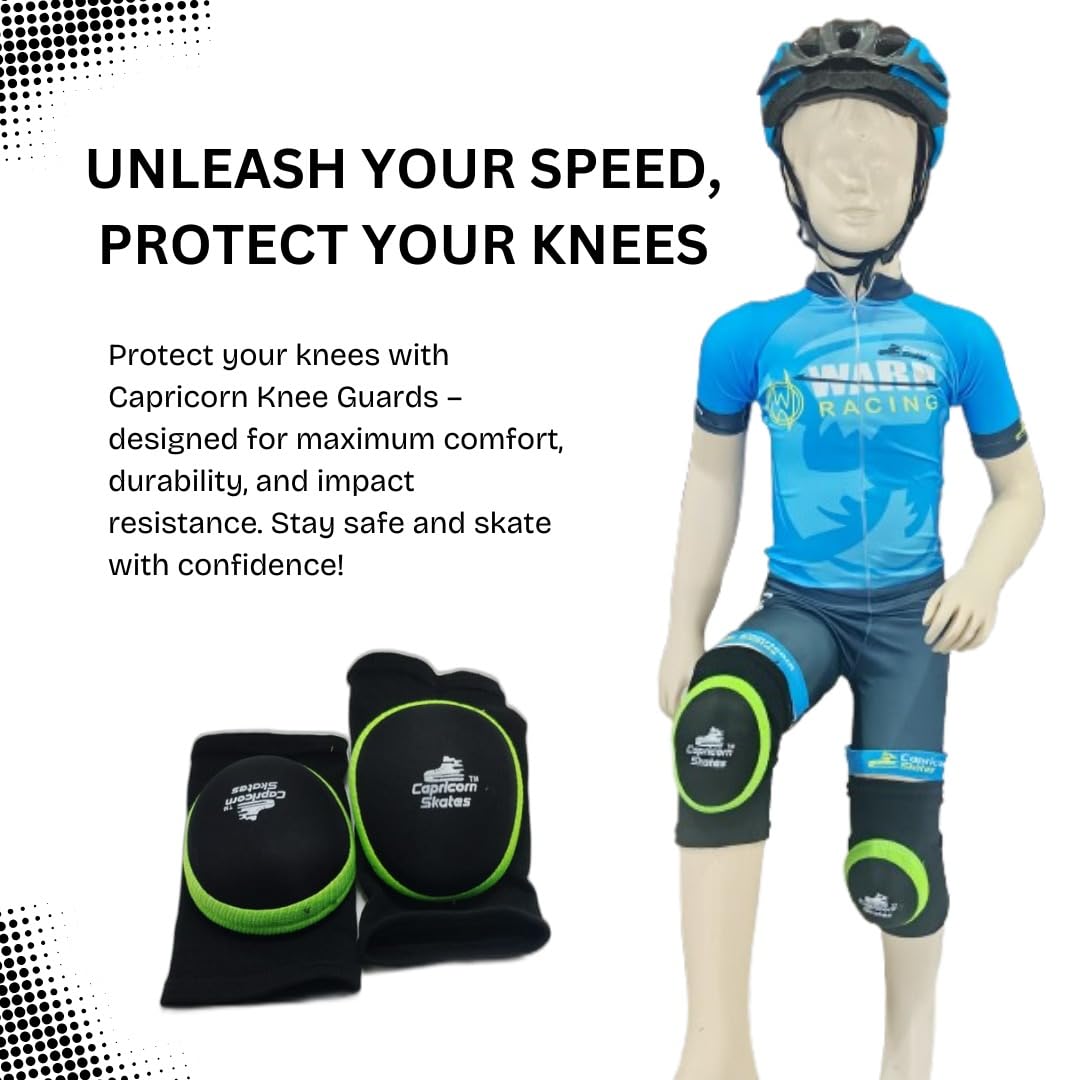 Capricorn Knee Guards for Skating, Nylon-Rubber Construction, Memory Foam Cushioning (L) 1