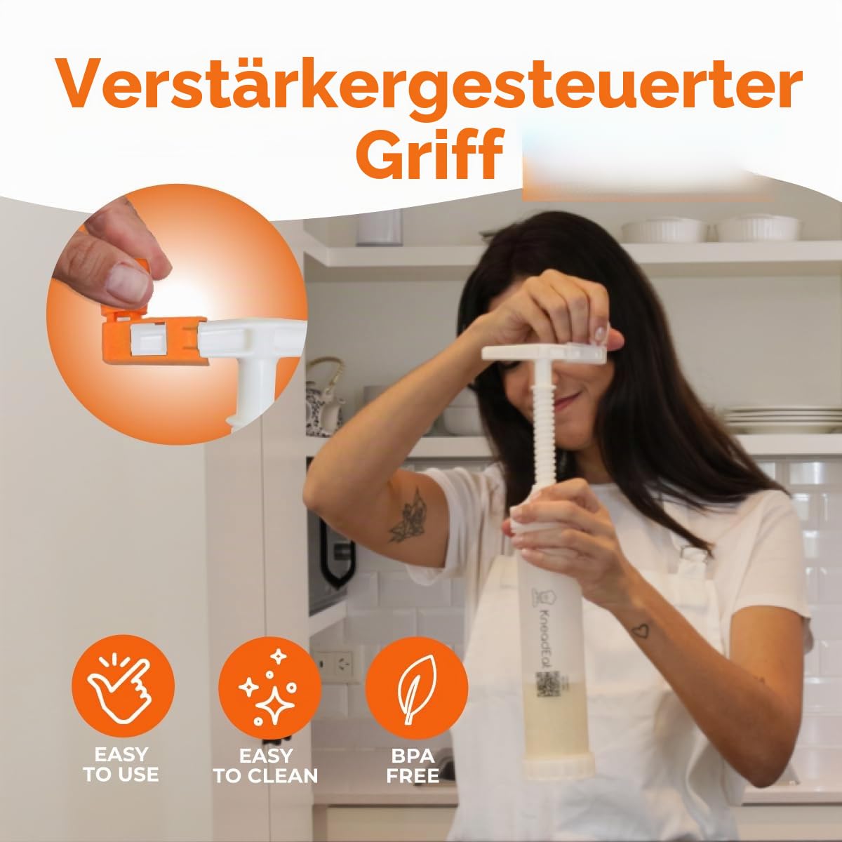 KneadEat Churro Maker Kit Mit Booster-Betriebenem Griff Churrera Und Spritzbeutel Churros Füller Einfacher QR-Rezept Zum Zubereiten Befüllen Eigener Zu Hause - Kneadeat Cookie Press