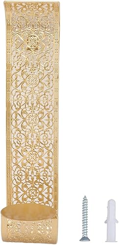 Miniatura 6 de Candelabro de pared con solución de estanterías, hueco dorado, tallado exquisitos detalles, portavelas de pared de metal para sala de estar,