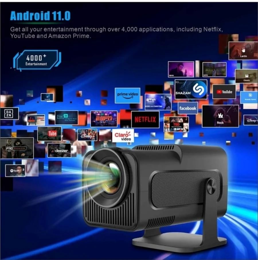 Image of Hy320 Mini Portable Projector-5G WiFi 6,Bluetooth 5.0 and Android 11,Support 4K and 1080P Full Hd, Led Projector with 4D /4P and Auto Correction,180 Rotation,Electronic Zoom