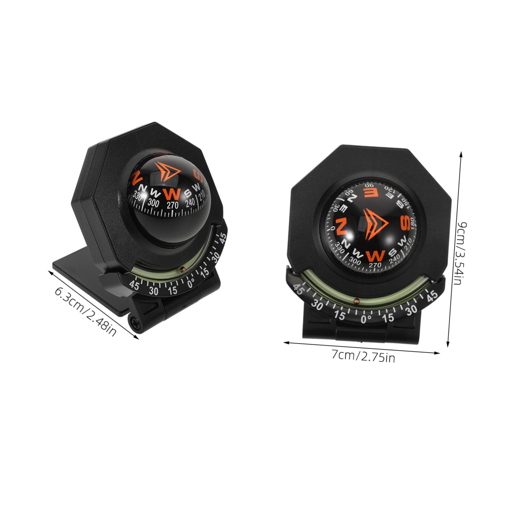 OUNONA Lot De 4 Accessoires pour Tableau De Bord De Voiture Boussole Multifonction Inclinomètre Boussole pour Bateau Taille Compacte Facile À Transporter Et À