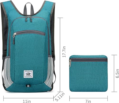 Miniatura 6 de DOJUNS Mochila de senderismo de 15 litros, mochila de viaje pequeña, ligera, plegable, plegable, mochilas de campamento para mujeres y hombres