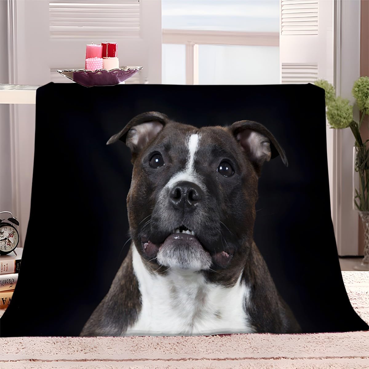 Throw Blanket Staffordshire Bull Terrier 220x240 cm Fluffy Blanket, Sherpa Fleece Blanket, Throw Blanket for Bed, Throws for Sofa, Soft Cozy Warm Winter Blankets — image 1