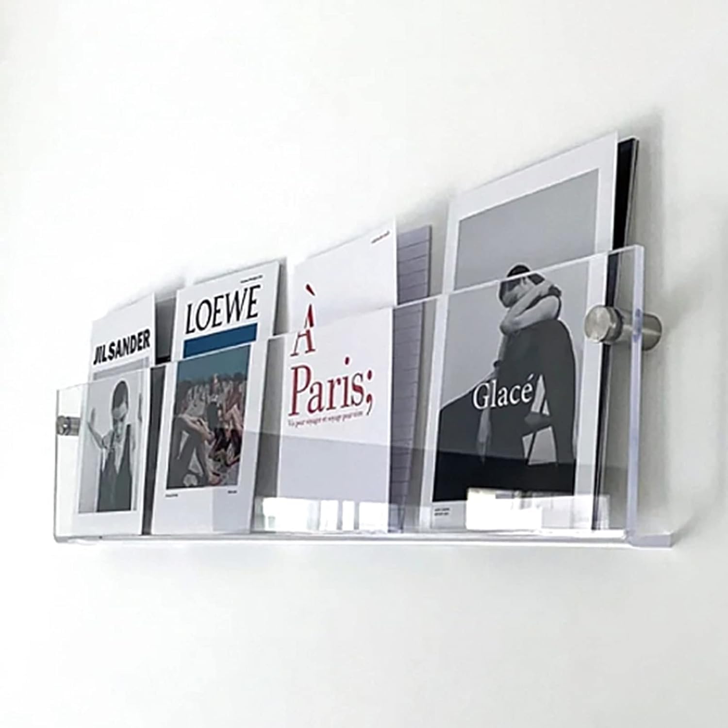 Porte-revues Mural En Acrylique Transparent - Lot De 2, Longueur 80 Cm, Pour Magazines, Vinyles, Rangement Bureau