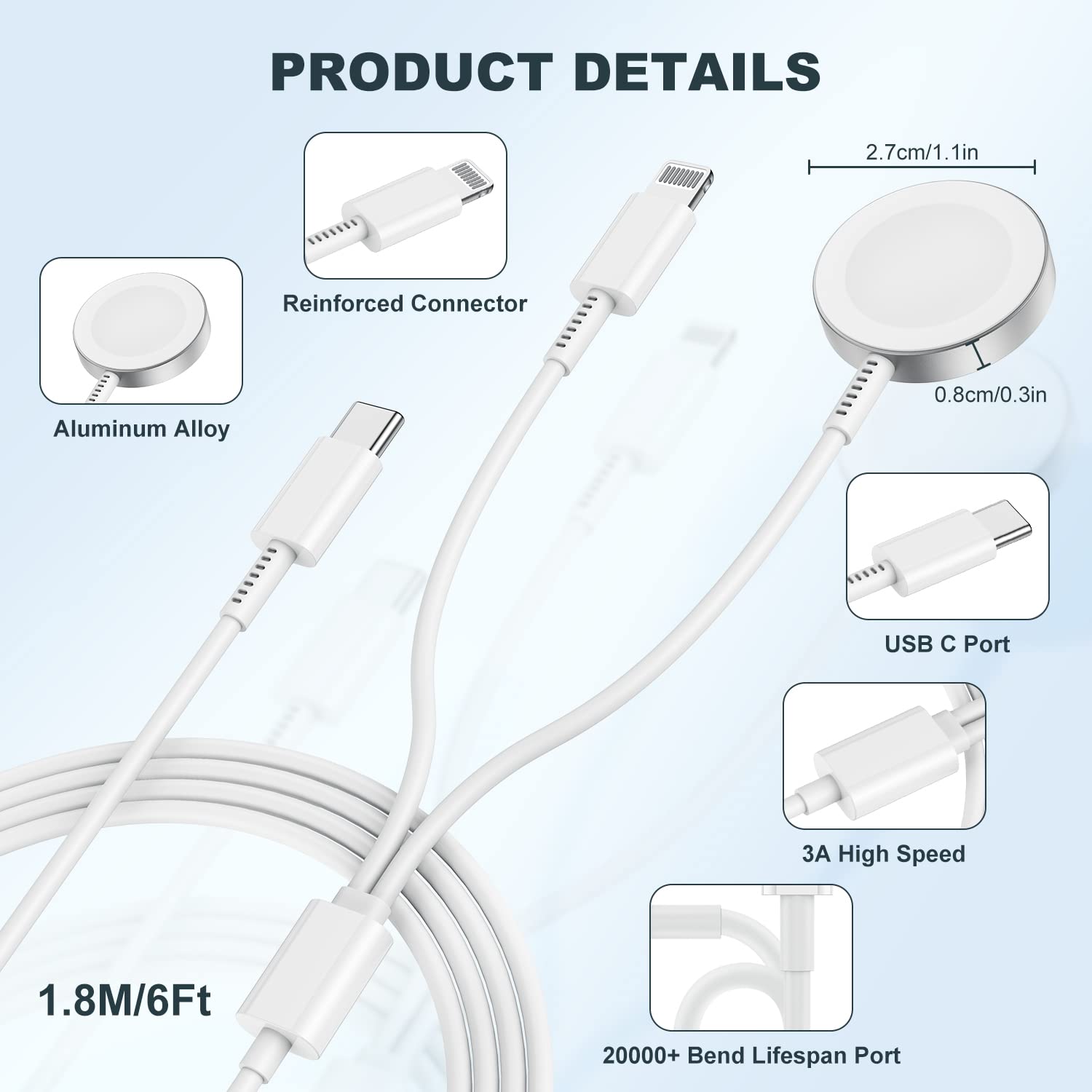 for Apple Watch Charger Cable, Upgraded 2 in 1 iWatch Charger USB C for iPhone? Watch, iWatch Magnetic Fast Charging Cord 6ft for Apple Watch Series Ultra 9 8 7 6 5 4 3 SE ? iPhone 14 13 12