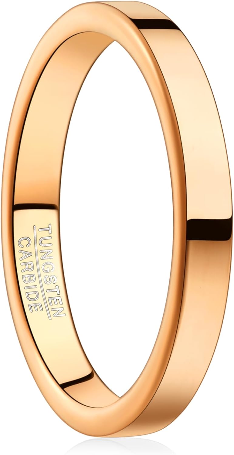 Vakki 3MM Wedding Rings for Women Silver/Gold/Rose Gold/Black Tone Tungsten Carbide Engagement Ring Comfort Fit Size 5-9, High-polished finish & Non Tarnish