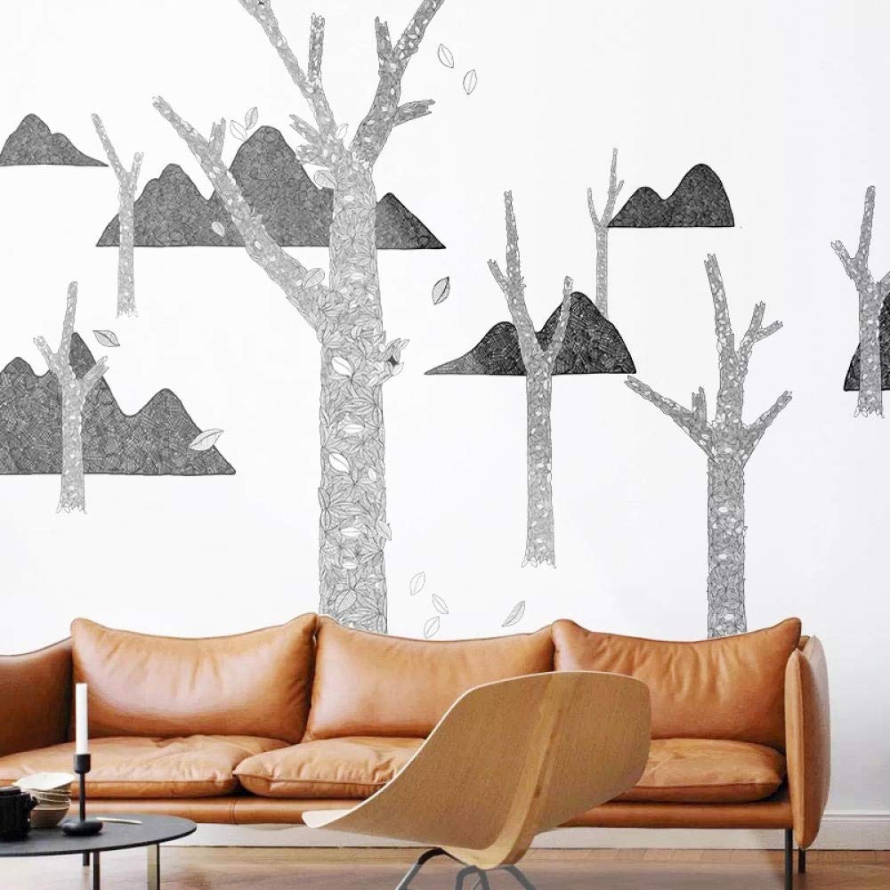 Grandes Pegatinas De Pared De Paisaje En Blanco Y Negro, Sala De Estar, Dormitorio, Decoración De Pared, Sofá, Tv, Fondo, Calcomanías De Pared, Decoración Para Habitación
