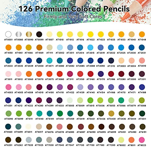 arrtx 126 colored pencil set soft core coloring pencils for adult color drawing blending shading sketching coloring pencils art supplies for artists adults beginners