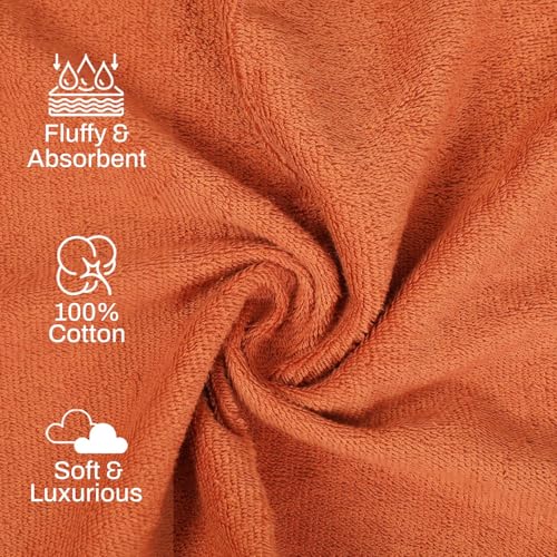 Image of Layers 100% Cotton Face Towels | 450 GSM Soft & Highly Absorbent | Aqua Plush Collection | Pack of 12 Super Soft Towels for Men & Women | 30 x 30 cm - Brown