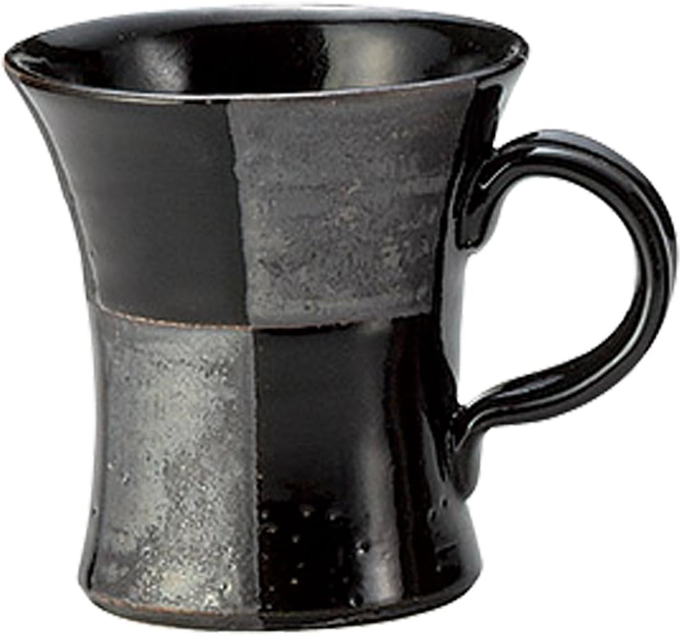 Yamashita Kogei 13046280 Tokoname Ware Kagama Black Checkered Shochu Cup, 3.7 x 3.5 x 3.5 inches (9.5 x 9 x 9 cm), 6.1 fl