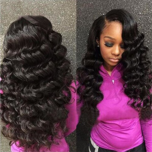 Nadula Brazilian 8A Loose Wave Remy Virgin Human Hair Weave Pack of 3 Hair Extensions Natural Color (18 20 22inch)