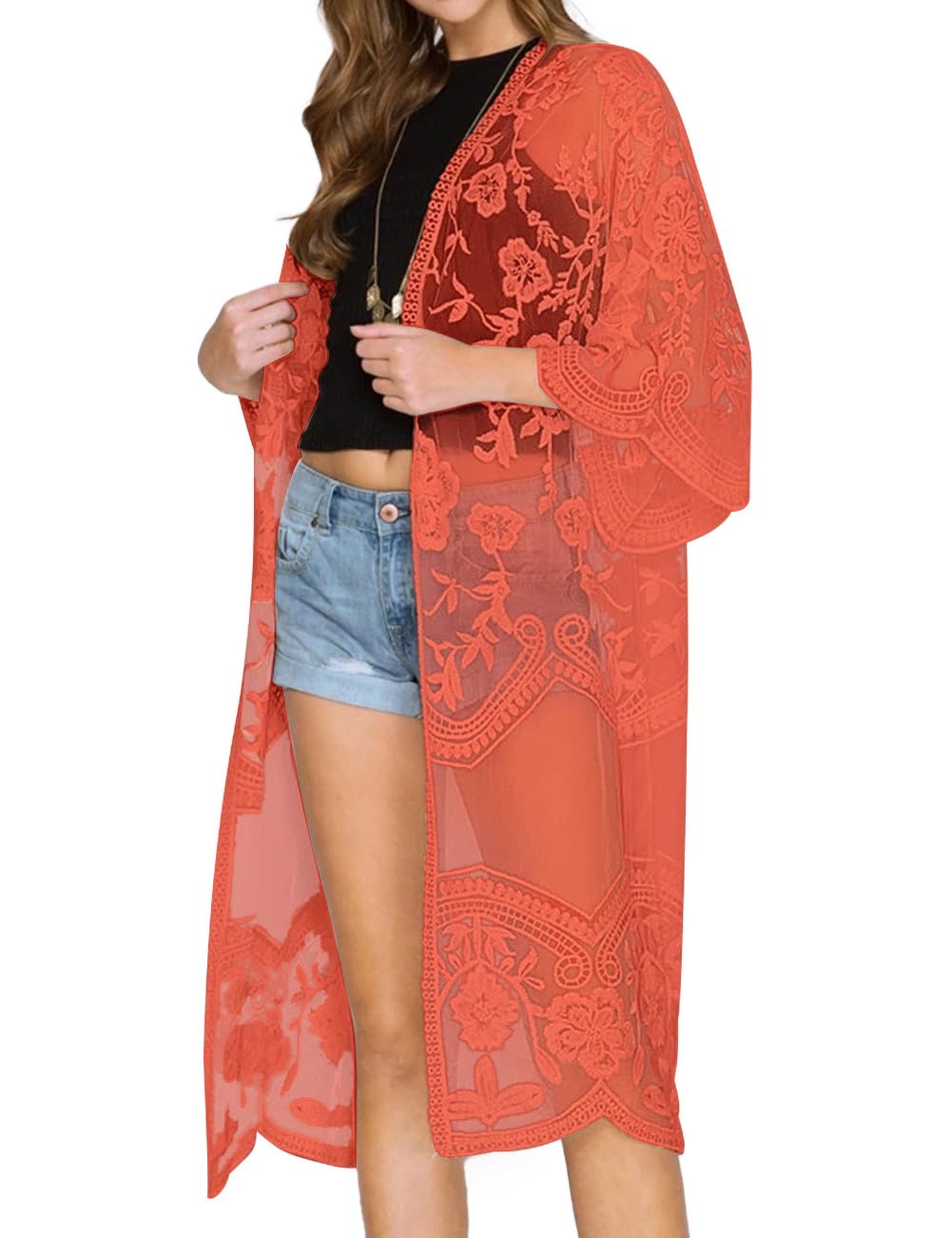 Bsubseach Cárdigan Tipo Kimono para Mujer Sexy con Frente Abierto para la Playa