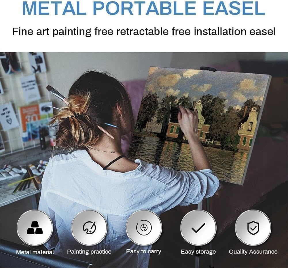 Art Easel Stand for Painting and Sign - RRFTOK 17 to 66 Inch Adjustable Aluminum Tripod Easels for Display, Portable Canvas and Poster Stand with Carry Bag for Beginners, Students and Classroom Use