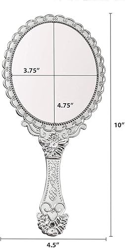 Miniatura 5 de Espejo de mano con asa, espejos de mano de viaje compactos de maquillaje, mini espejo vintage de maquillaje, espejo ovalado para monedero, para