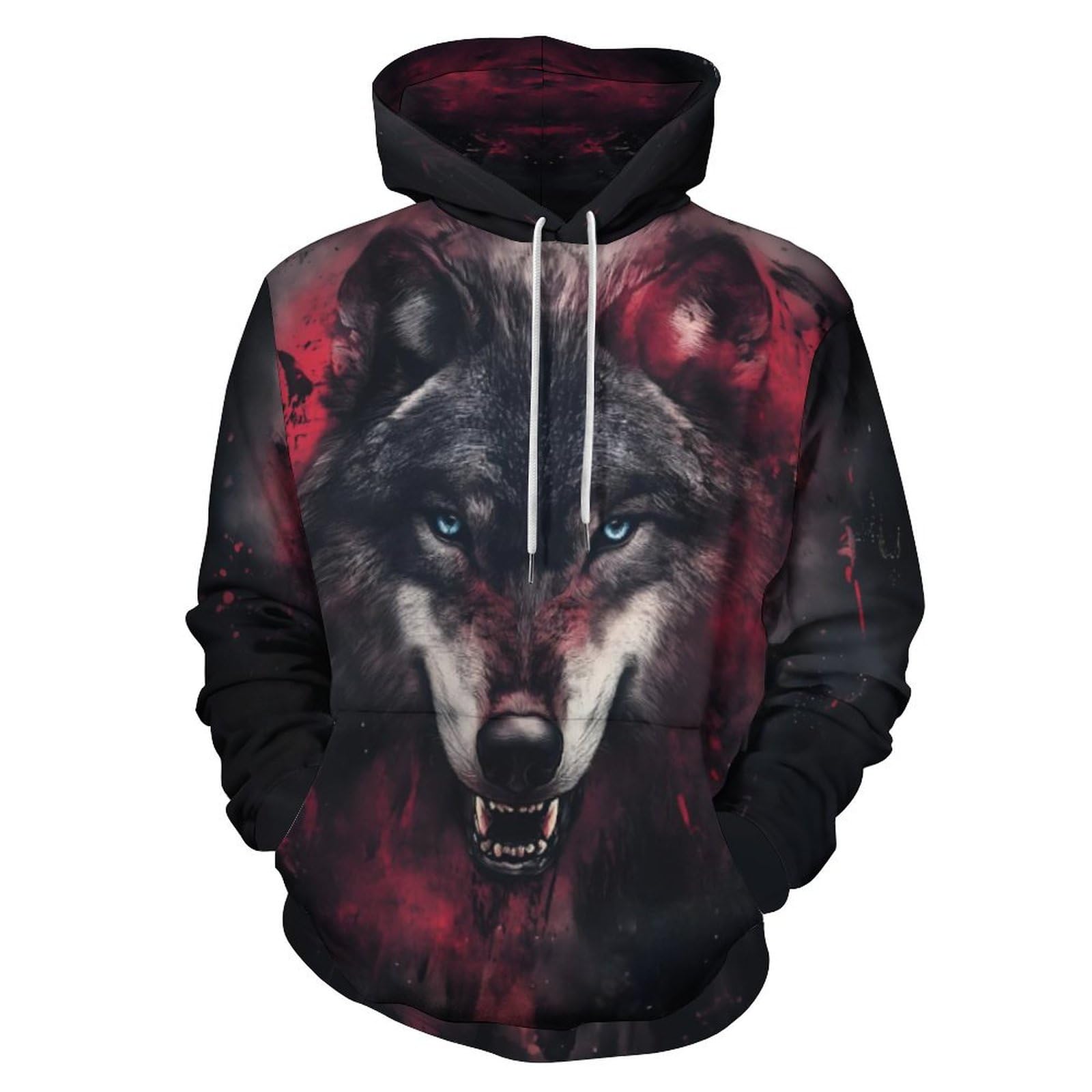 AviviRuth Men 3D Wolf Print Pullover Hoodies Teen Cool Animal Graphic Pullover Hooded Sweatshirt