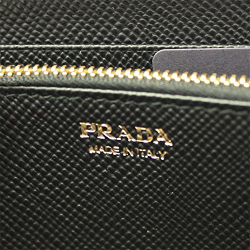 Prada Black Leather Long Wallet 1Ml506 Nero Zip Around #TOP4