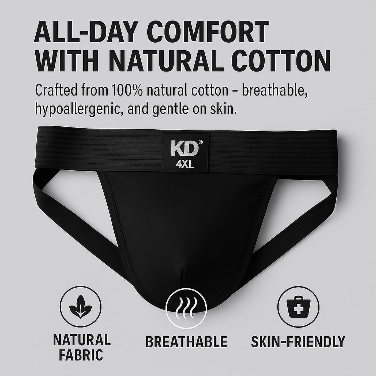 KNK Organic Cotton Jockstrap Gym Supporter – 3” Waistband, Soft & Durable - Image 4