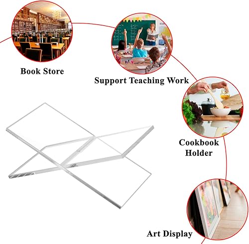 Miniatura 7 de Soportes grandes de acrílico transparente para exhibición, amlits, mejor soporte abierto para libros de cocina, revistas, periódicos, libros de