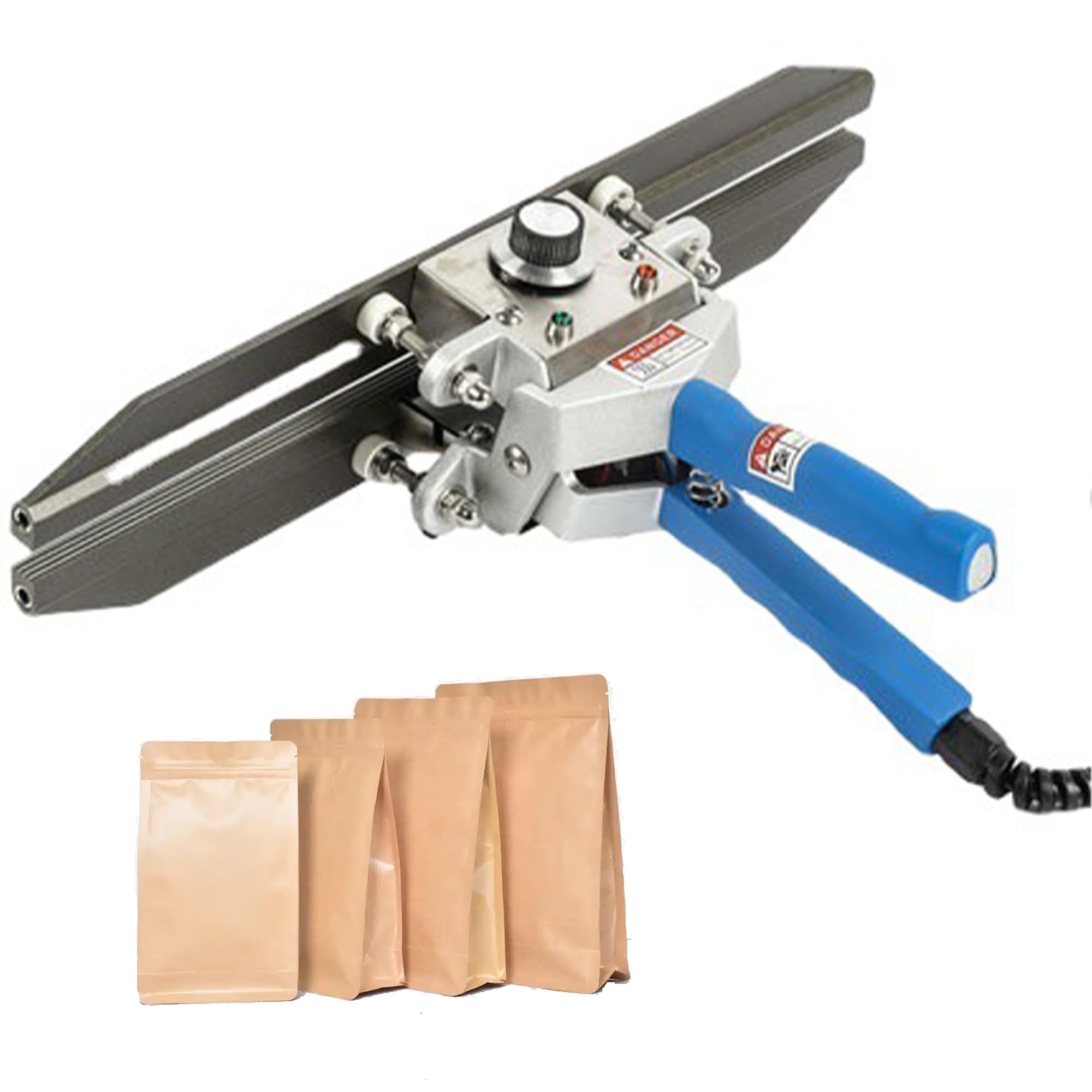 Sigillatrice a caldo portatile, in acciaio inox, con manico e supporto isolati, larghezza della guarnizione 10 mm, 0-300 ℃, ideale per sigillatura in Mylar