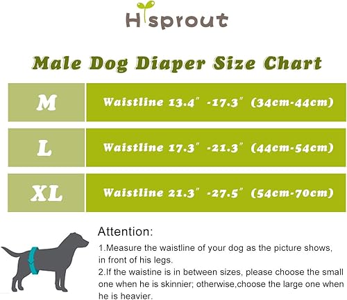 Miniatura 4 de Hi Sprout Pañal reutilizable para perro macho, lavable, tela duradera y absorbente, envoltura para el vientre (paquete de 3), cuadros coloridos, L