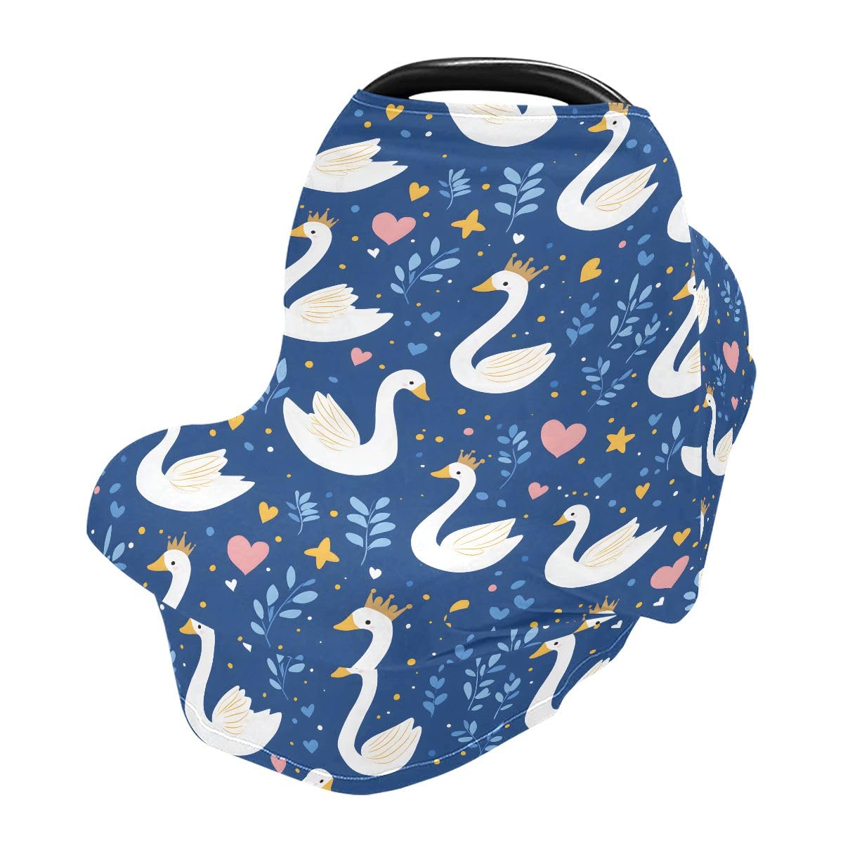 Baby Car Seat Canopy Covers Nursing Cover Stretchy Boys Girls Swans Crowns Carrier Cover Breastfeeding Cover Breathable
